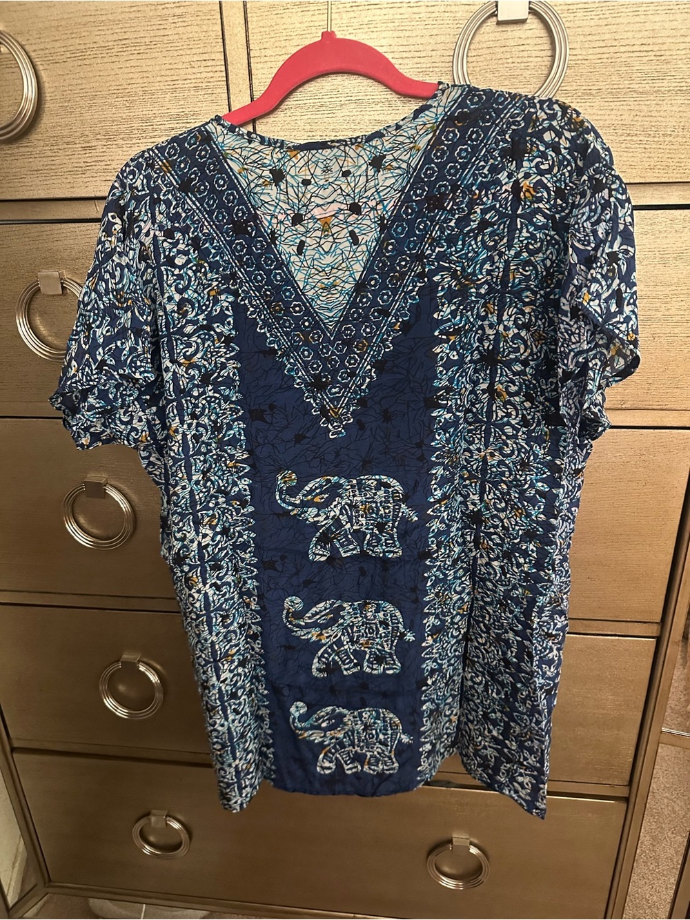 Tolani Navy and Cream V-Neck Elephant Print Tunic - Picture 4 of 5